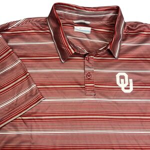 Columbia PFG Oklahoma Sooners Polo Mens Large Red Super Terminal Tackle NWT